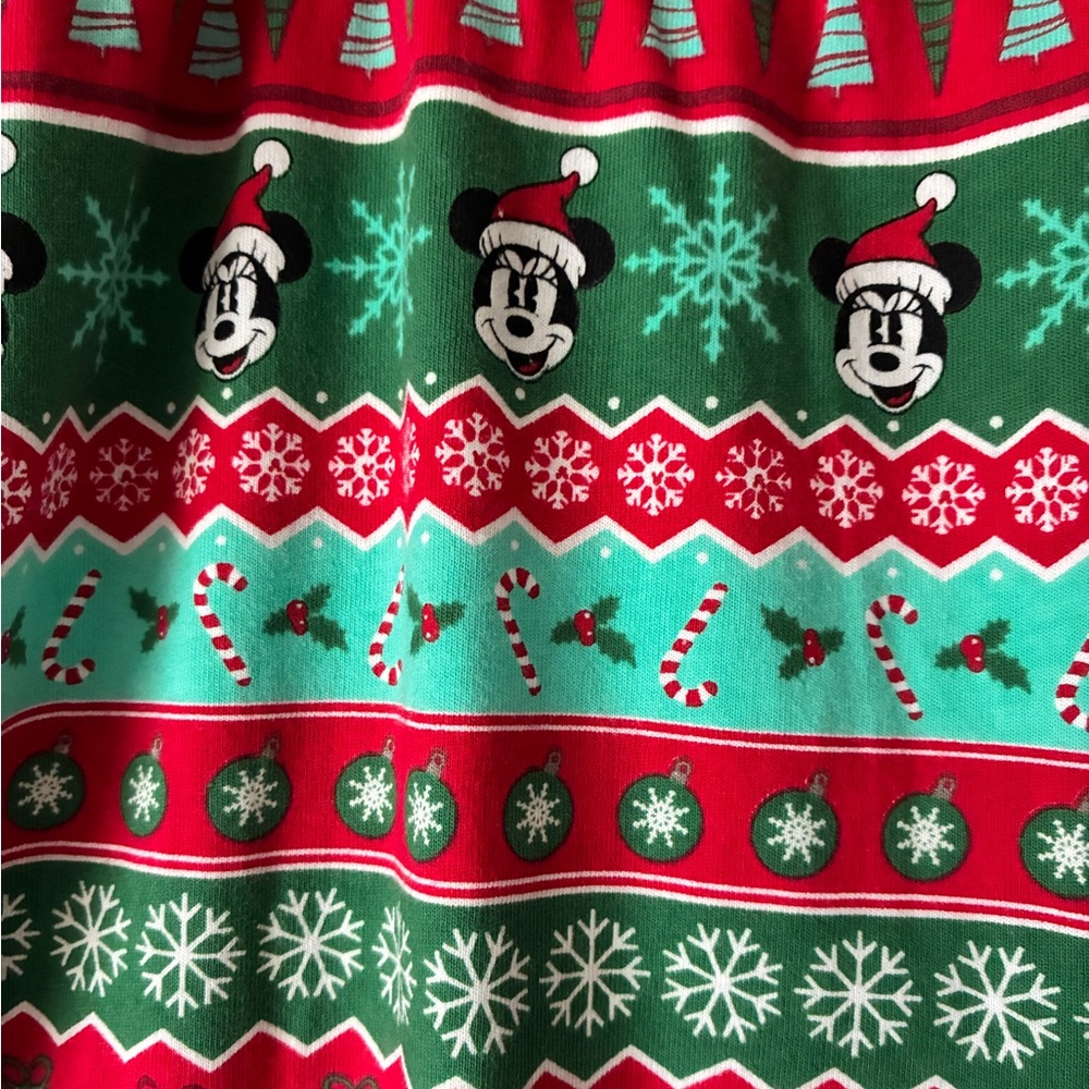 Disney Minnie Mouse Red and Green Holiday Christmas Pajama Bottoms - Picture 2 of 6